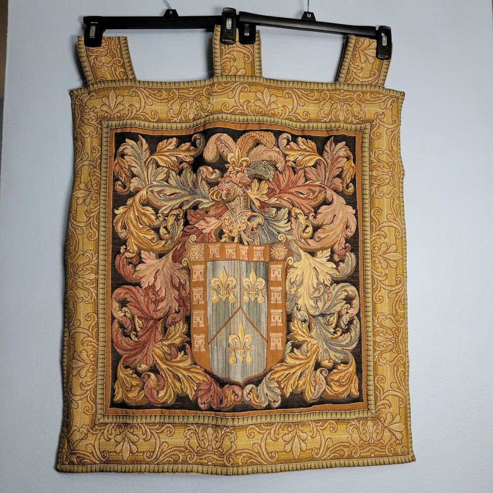 Coat of Arms Woven Tapestry Wall Hanging Heraldic Nagera Heaume 23x23" Medieval